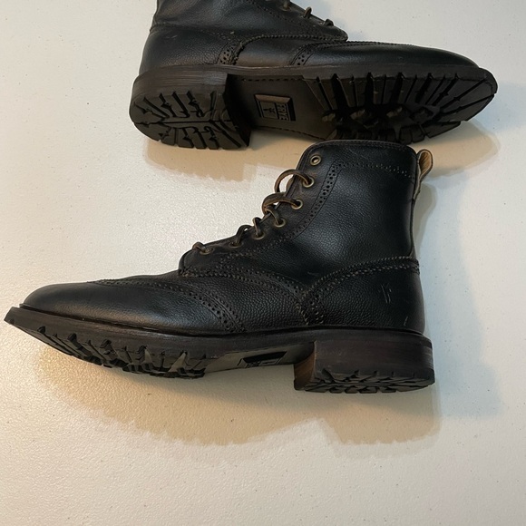 Frye Black Leather Lace-Up Boots Size 12 SB- - Picture 12 of 13